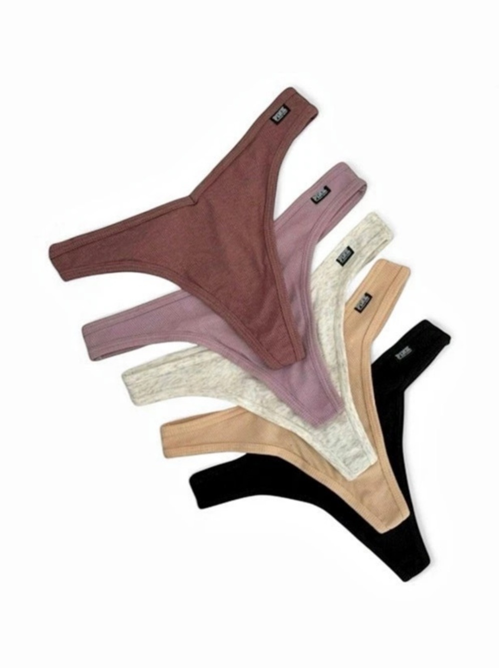 PINK Victoria's Secret 5-Pack Neutral Color Cotton Thong Panties | XS | NIP